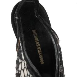  Nicholas Kirkwood Black Suede And Lace Slingback Sandals Size 37.5