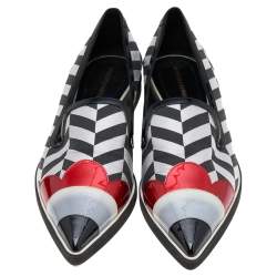Nicholas Kirkwood Multicolor Patent Leather and Fabric Pointed Toe Slip On Sneakers Size 40