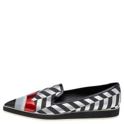 Nicholas Kirkwood Multicolor Patent Leather and Fabric Pointed Toe Slip On Sneakers Size 40