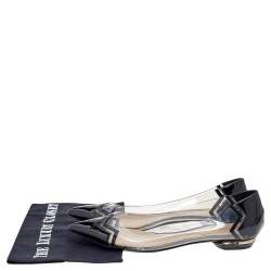 Nicholas Kirkwood Black/Transparent Patent Leather and PVC Pointed Toe Ballet Flats Size 40
