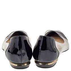 Nicholas Kirkwood Black/Transparent Patent Leather and PVC Pointed Toe Ballet Flats Size 40