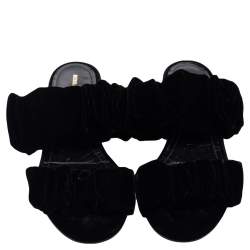 Pre Owned Nicholas Kirkwood Black Velvet Courtney Slide Sandals Size 39
