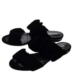 Pre Owned Nicholas Kirkwood Black Velvet Courtney Slide Sandals Size 39