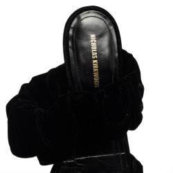 Pre Owned Nicholas Kirkwood Black Velvet Courtney Slide Sandals Size 39