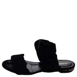 Pre Owned Nicholas Kirkwood Black Velvet Courtney Slide Sandals Size 39