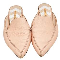 Nicholas Kirkwood Cream Leather Pointed Toe Beya Flat Mule Sandals Size 39.5