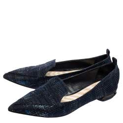 Nicholas Kirkwood Blue Woven Fabric Beya Pointed Toe Flats Size 40