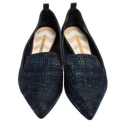 Nicholas Kirkwood Blue Woven Fabric Beya Pointed Toe Flats Size 40