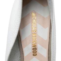 Pre Owned Nicholas Kirkwood White Leather Beya Pointed Toe Ballet Flats Size 37.5 