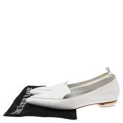 Pre Owned Nicholas Kirkwood White Leather Beya Pointed Toe Ballet Flats Size 37.5 