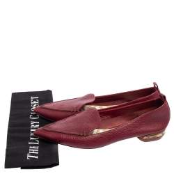 Pre Owned Nicholas Kirkwood Burgundy  Leather Beya Pointed Toe Flats Size 37.5