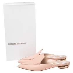 Pre Owned Nicholas Kirkwood Pink Leather Beya Mule Sandals Size 38.5