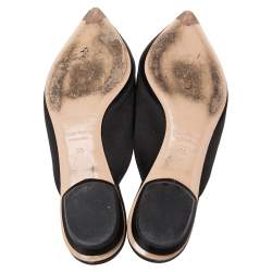 Pre Owned Nicholas Kirkwood Black Satin Eden Crystal Embellished Flat Sandals Size 38