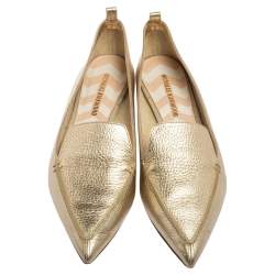Pre Owned Nicholas Kirkwood Metallic Gold Leather Beya Pointed Toe Loafers Size 40