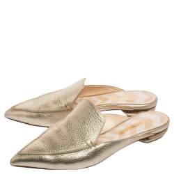 Pre Owned Nicholas Kirkwood Metallic Gold Leather Beya Mules Sandals Size 38