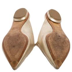 Pre Owned Nicholas Kirkwood Metallic Gold Leather Beya Mules Sandals Size 38