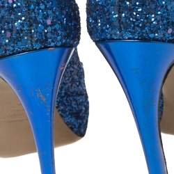 Nicholas Kirkwood Blue Glitter Platform Cap Toe Pumps Size 37 