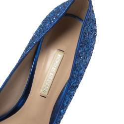 Nicholas Kirkwood Blue Glitter Platform Cap Toe Pumps Size 37 