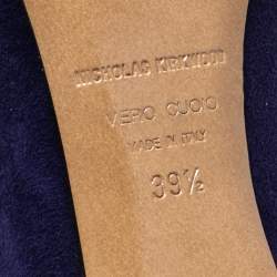 Pre Owned Nicholas Kirkwood Navy Blue Suede Ruffle Lace Pumps Size 39.5