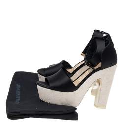 Pre Owned Nicholas Kirkwood Black Satin Platform Ankle Cuff Sandals Size 38