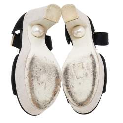 Pre Owned Nicholas Kirkwood Black Satin Platform Ankle Cuff Sandals Size 38