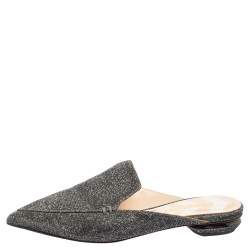 Nicholas Kirkwood Grey Glitter Fabric Beya Flat Pointed-Toe Mules Size 37