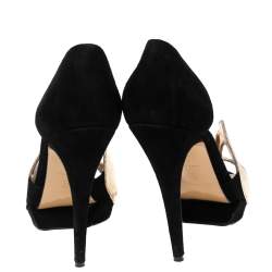 Pre Owned Nicholas Kirkwood Black/Gold Suede and Textured Leather Open-Toe Platform Sandals Size 40