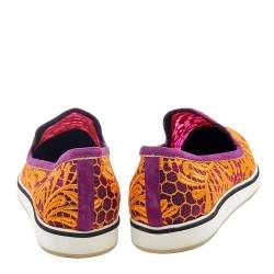 Nicholas Kirkwood Orange/Purple Lace And Suede Pointed Toe Slip On Loafers Size 41