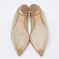 Pre Owned Nicholas Kirkwood Gold Leather Beya Pointed-Toe Loafers Size 38.5