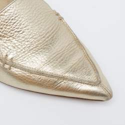 Pre Owned Nicholas Kirkwood Gold Leather Beya Pointed-Toe Loafers Size 38.5