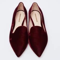 Pre Owned Nicholas Kirkwood Burgundy Velvet Pointed Toe Loafers Size 37