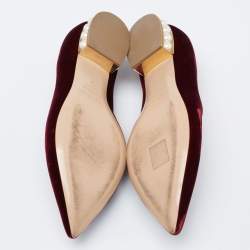 Pre Owned Nicholas Kirkwood Burgundy Velvet Pointed Toe Loafers Size 37