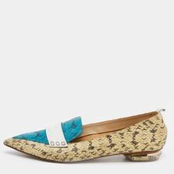 Nicholas Kirkwood Tri Color Snakeskin and Leather Pointed Toe Flats Size 39
