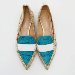 Nicholas Kirkwood Tri Color Snakeskin and Leather Pointed Toe Flats Size 39