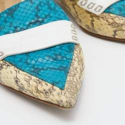 Nicholas Kirkwood Tri Color Snakeskin and Leather Pointed Toe Flats Size 39