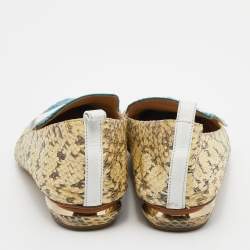 Nicholas Kirkwood Tri Color Snakeskin and Leather Pointed Toe Flats Size 39