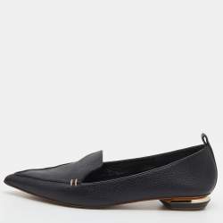 Nicholas Kirkwood Black Leather Beya Pointed Toe Loafers Size 39