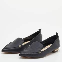 Nicholas Kirkwood Black Leather Beya Pointed Toe Loafers Size 39
