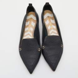 Nicholas Kirkwood Black Leather Beya Pointed Toe Loafers Size 39