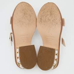 Pre Owned Nicholas Kirkwood White Leather Pearl Heel Slide Sandals Size 36