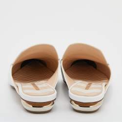 Nicholas Kirkwood White Leather Pointed Toe Beya Flat Mules Size 38