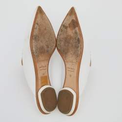 Nicholas Kirkwood White Leather Pointed Toe Beya Flat Mules Size 38