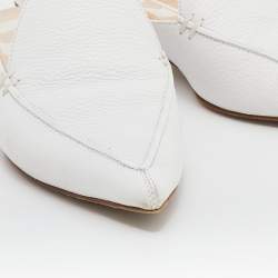Nicholas Kirkwood White Leather Pointed Toe Beya Flat Mules Size 38