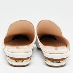 Nicholas Kirkwood White Leather Beya Flat Mules Size 38
