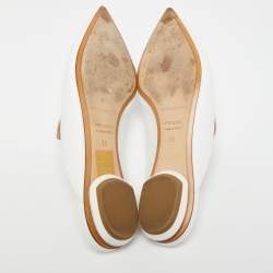 Nicholas Kirkwood White Leather Beya Flat Mules Size 38
