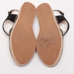 Pre Owned Nicholas Kirkwood Black Suede Slingback Flat Espadrilles Size 39