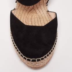 Pre Owned Nicholas Kirkwood Black Suede Slingback Flat Espadrilles Size 39