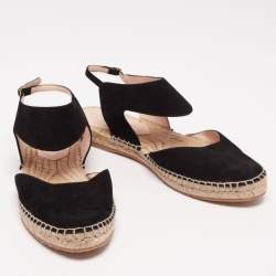 Pre Owned Nicholas Kirkwood Black Suede Slingback Flat Espadrilles Size 39