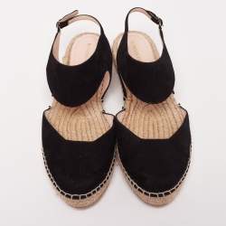 Pre Owned Nicholas Kirkwood Black Suede Slingback Flat Espadrilles Size 39