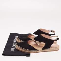 Pre Owned Nicholas Kirkwood Black Suede Slingback Flat Espadrilles Size 39
